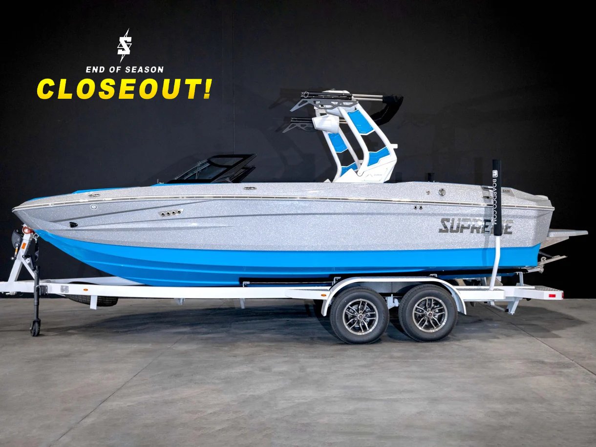 2024 Supreme S220 - Silver Flake / Electric Blue - BoardCo Boats